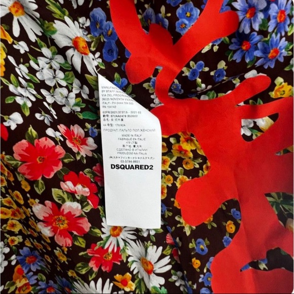 DSQUARED2 long coat floral virgin wool - Picture 4 of 7